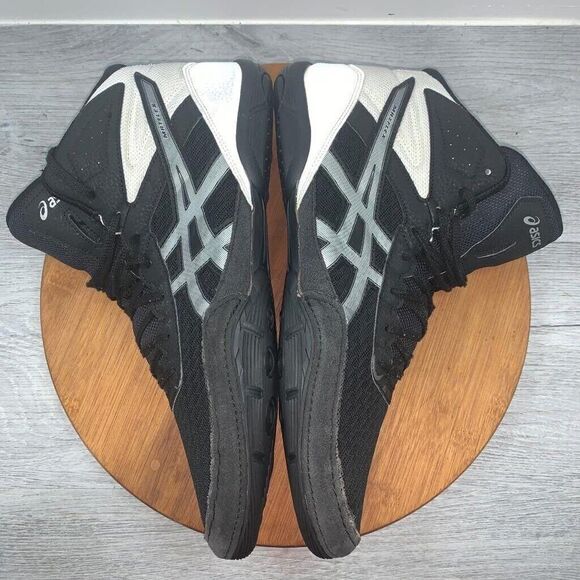 Asics Men's Sz 13 Matflex 6 1081A021 Black White Lace Up Mid Top Wrestling Shoes - Picture 8 of 9